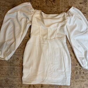 Princess Polly White Off-Shoulder Puff Sleeve Mini Dress